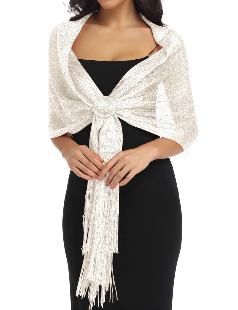 BANETTETA Gold Shawl Shawls and Wraps for Weddings Shawls and Wraps for Evening Dresses Shall for Women Shall (Light Champagne) - Image 1
